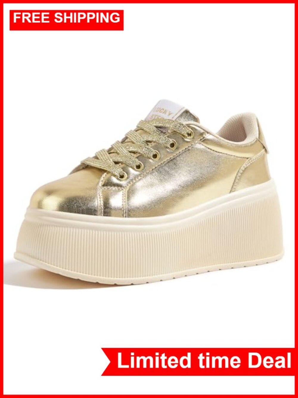 Platform Wedge Canvas Sneakers Lace-Up Comfort Walking Shoes